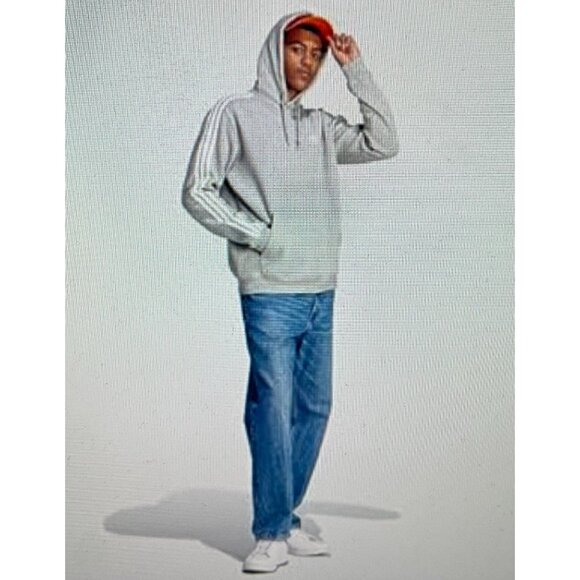 Adidas Gray Hoodie With White Stripes Size L Recycled Cotton & Polyester Blend - Picture 4 of 16